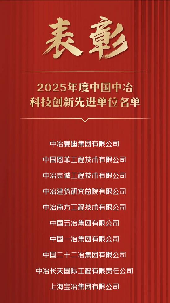 嘉勉！2025年度中国中冶科技创新先进单位、优秀团队、先进个(图2)